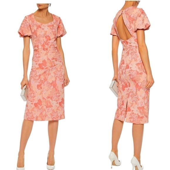 New Mikael Aghal Coral Pink Jacquard Midi 12